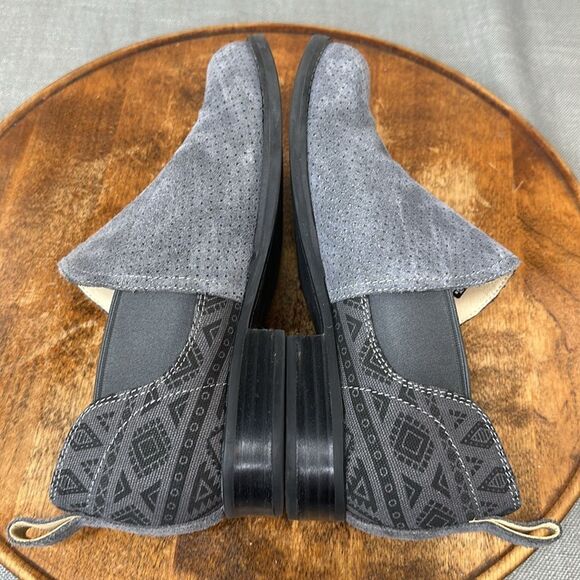 Spenco Shoes Wm 7.5 Gray Black Comfort Slip On Bootie Suede Textile Southwest - Picture 7 of 11
